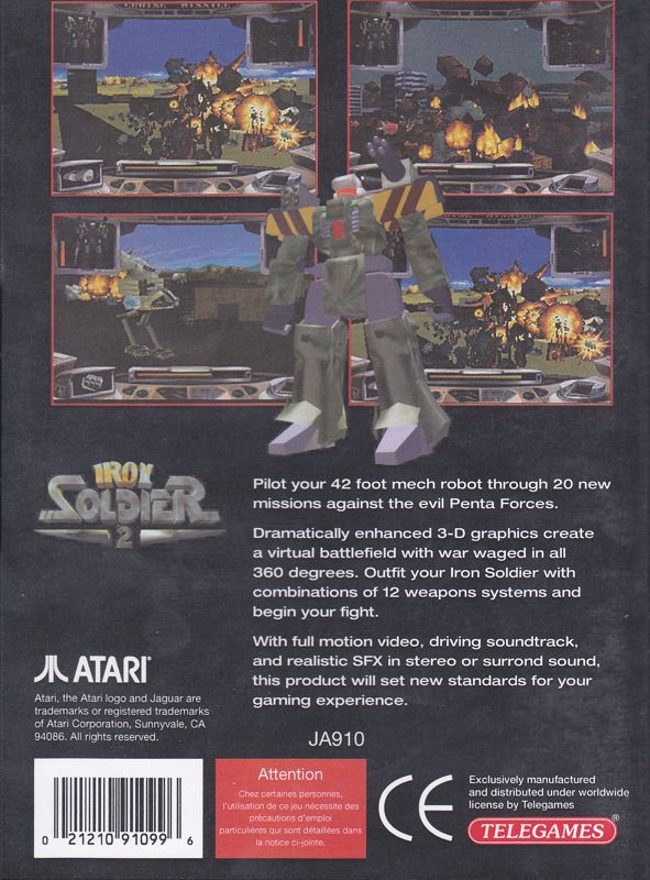 Back Cover for Iron Soldier 2 (Jaguar) (disc version)