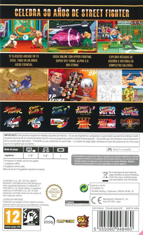 Back Cover for Street Fighter: 30th Anniversary Collection (Nintendo Switch)