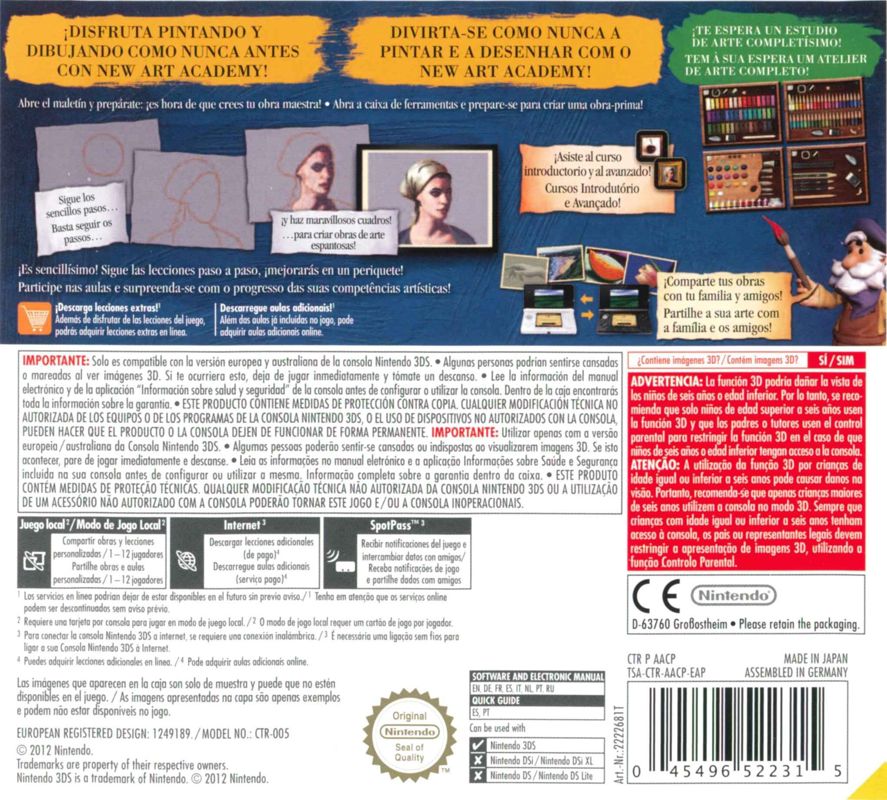 Back Cover for Art Academy: Lessons for Everyone! (Nintendo 3DS)