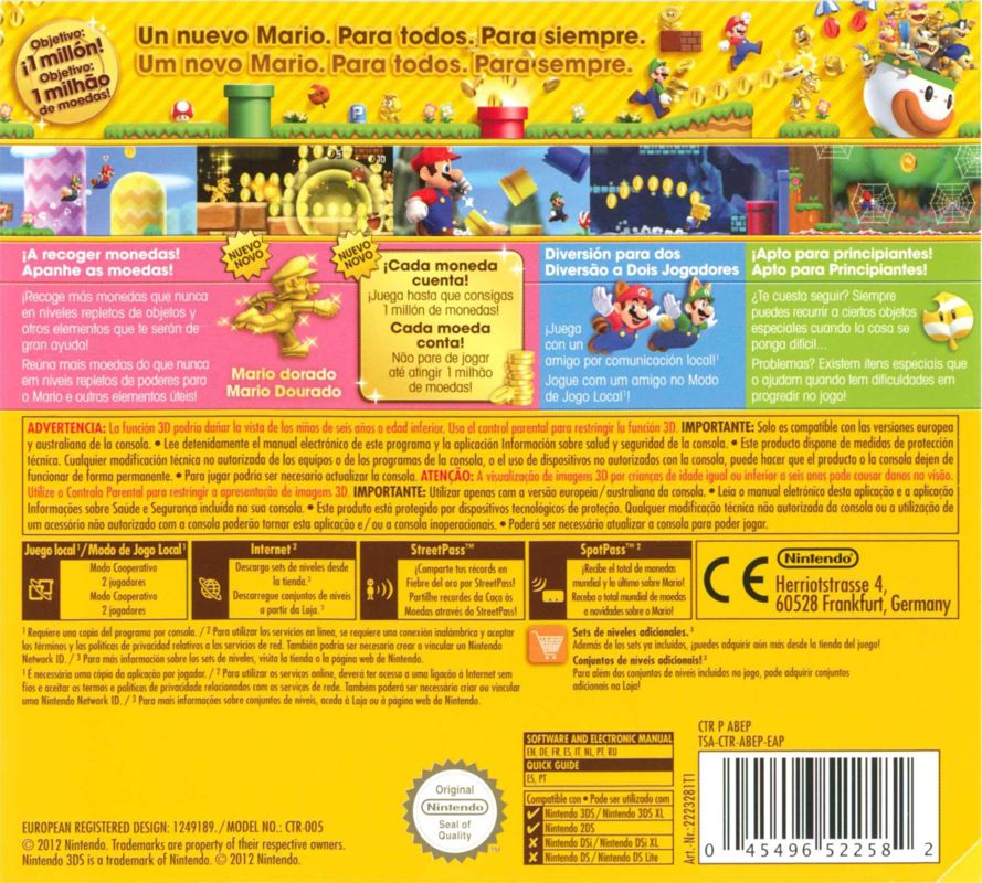 Back Cover for New Super Mario Bros. 2 (Nintendo 3DS)