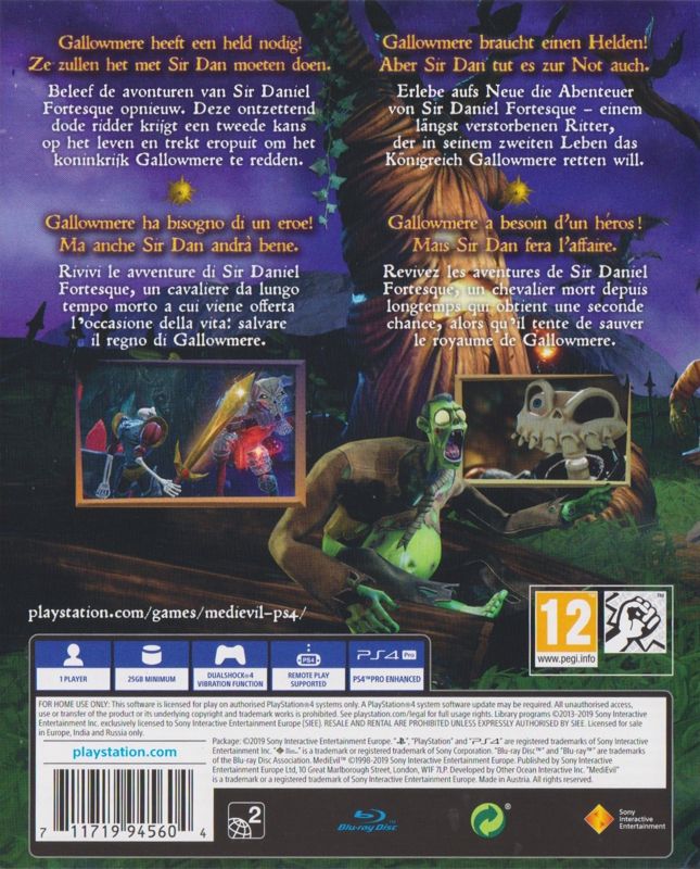 Back Cover for MediEvil (PlayStation 4)