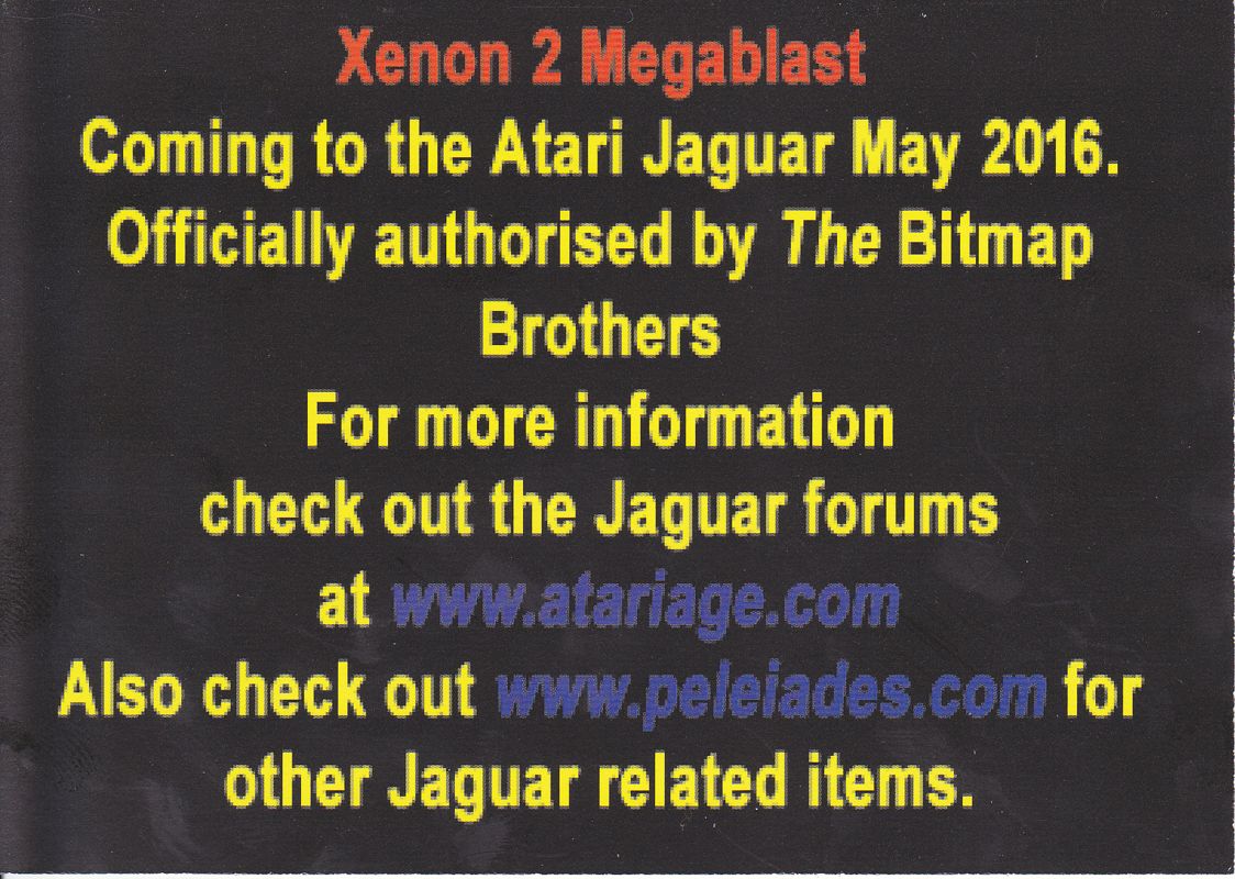 Extras for Xenon 2: Megablast (Jaguar): Card - Back