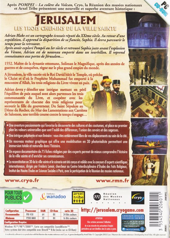 Back Cover for Jerusalem: The Three Roads to the Holy Land (Windows) (Cryo release (2002))