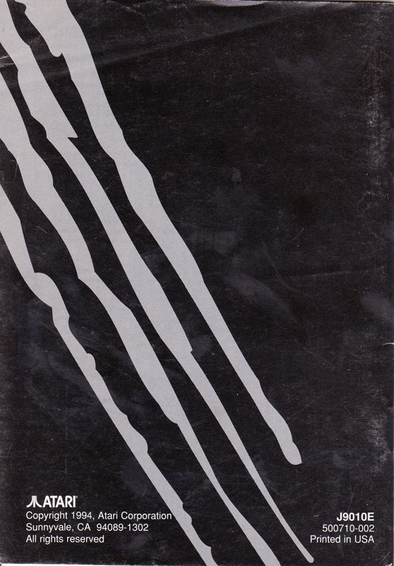 Manual for Tempest 2000 (Jaguar): Back