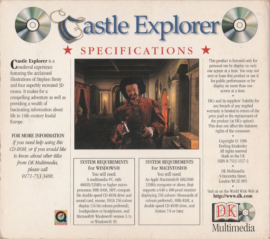 Back Cover for Castle Explorer (Macintosh and Windows 3.x) (Budget release)
