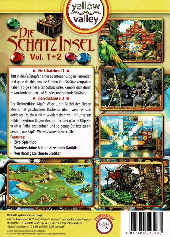 Back Cover for Die Schatzinsel Vol. 1+2 (Windows) (Yellow Valley release)