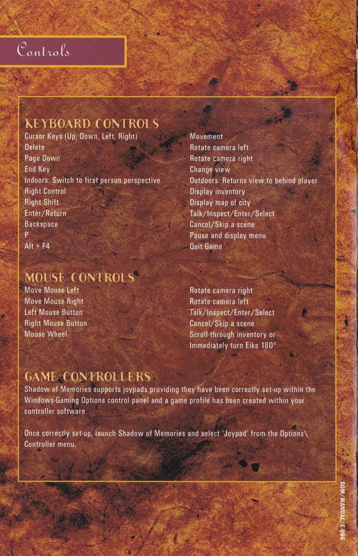 Manual for Shadow of Destiny (Windows): Back