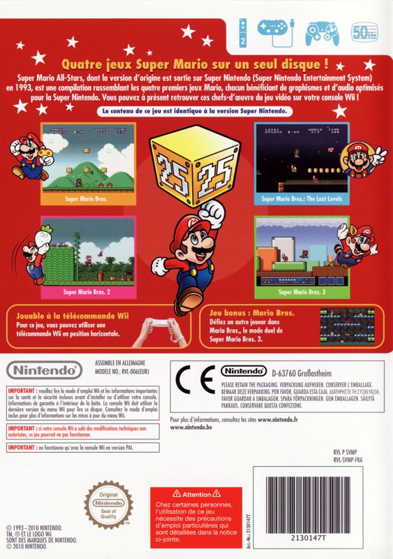 Other for Super Mario All-Stars: Limited Edition (Wii): Super Mario All-Stars - Keep Case - Back