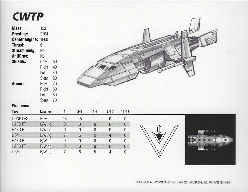 Extras for Renegade Legion: Interceptor (DOS) (3.5" floppy release): Ship Profile Card - CWTP