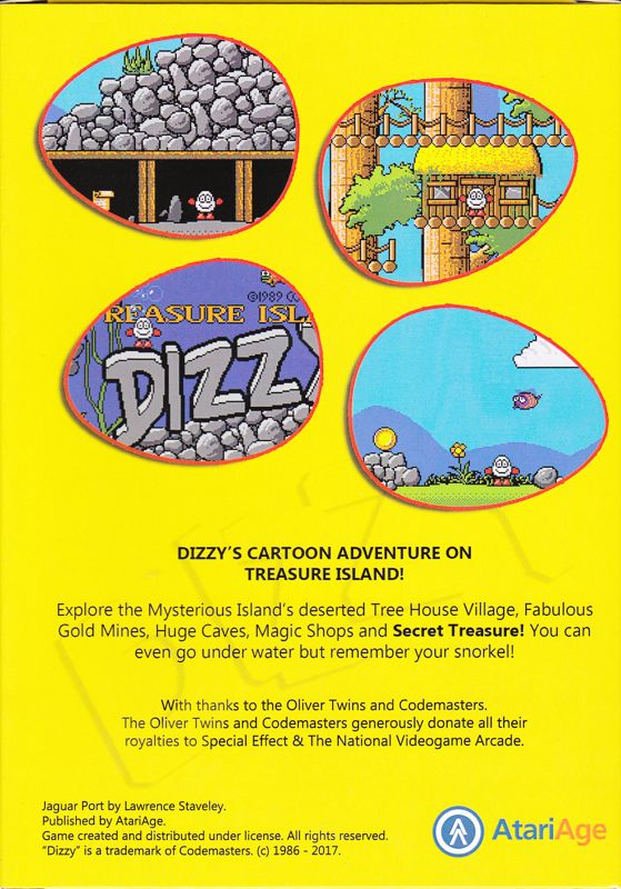 Back Cover for Treasure Island Dizzy (Jaguar)