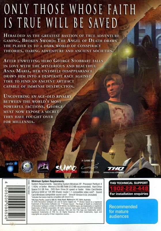 Back Cover for Secrets of the Ark: A Broken Sword Game (Windows) (Gamer's Choice release)