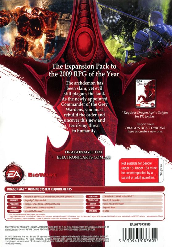 Dragon Age: Origins - Awakening cover or packaging material - MobyGames