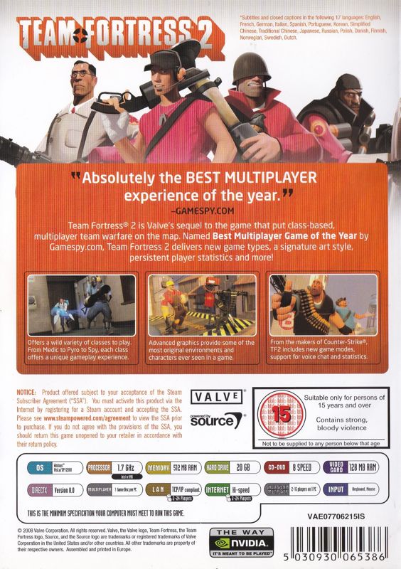 Back Cover for Team Fortress 2 (Windows)