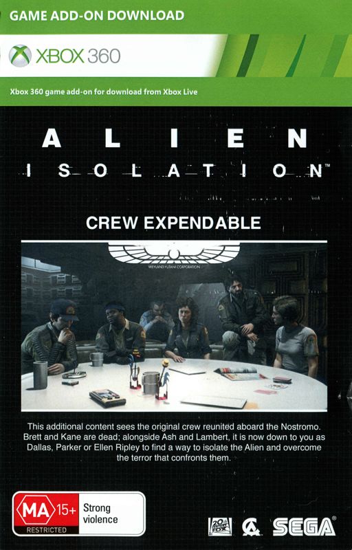 Extras for Alien: Isolation - Nostromo Edition (Xbox 360): DLC flyer - front