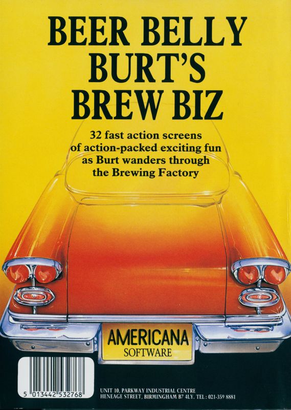 Back Cover for Beer Belly Burt's Brew Biz (Commodore 64)