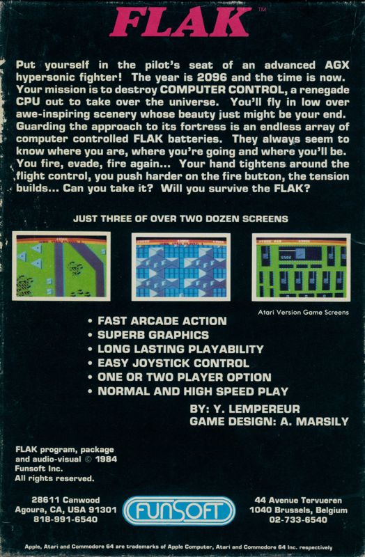 Back Cover for Flak: The Ultimate Flight Experience (Commodore 64)