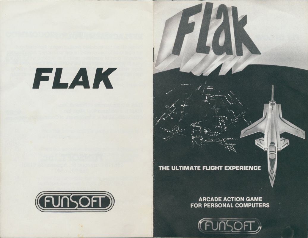 Manual for Flak: The Ultimate Flight Experience (Commodore 64): Cover