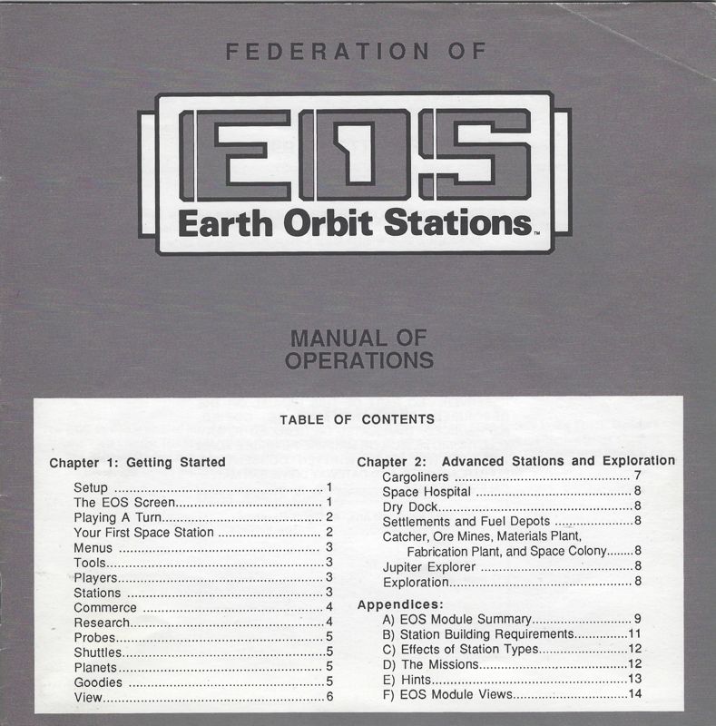 Manual for Earth Orbit Stations (Commodore 64)