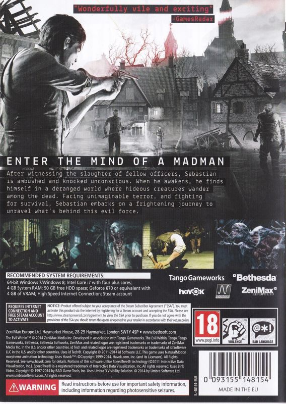 Back Cover for The Evil Within (Limited Edition) (Windows)