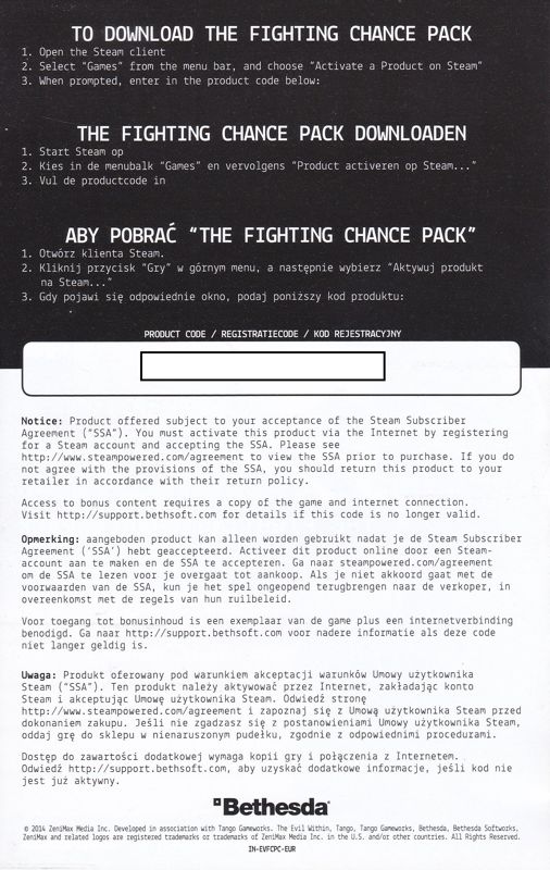 Other for The Evil Within (Limited Edition) (Windows): Fighting Chance - Side 2