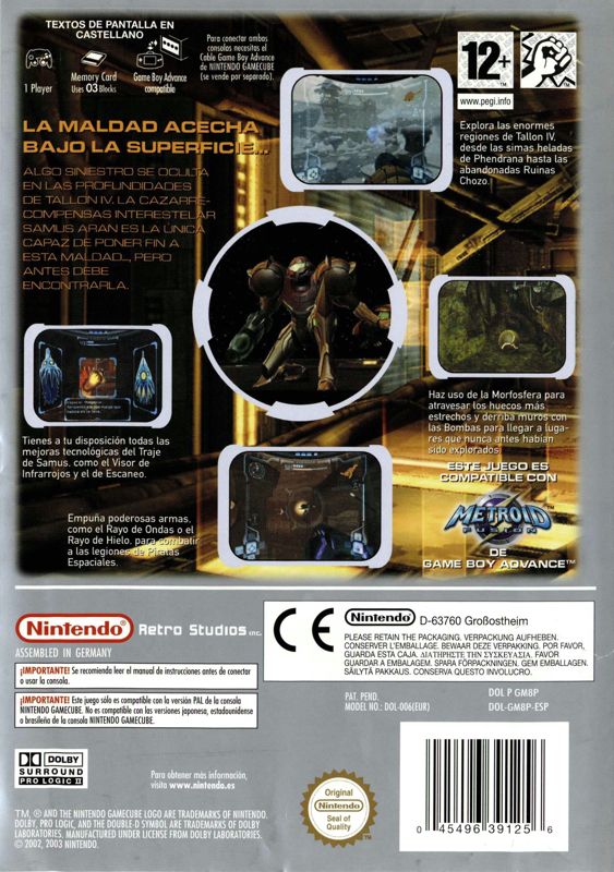 Back Cover for Metroid Prime (GameCube) (Player's Choice release)