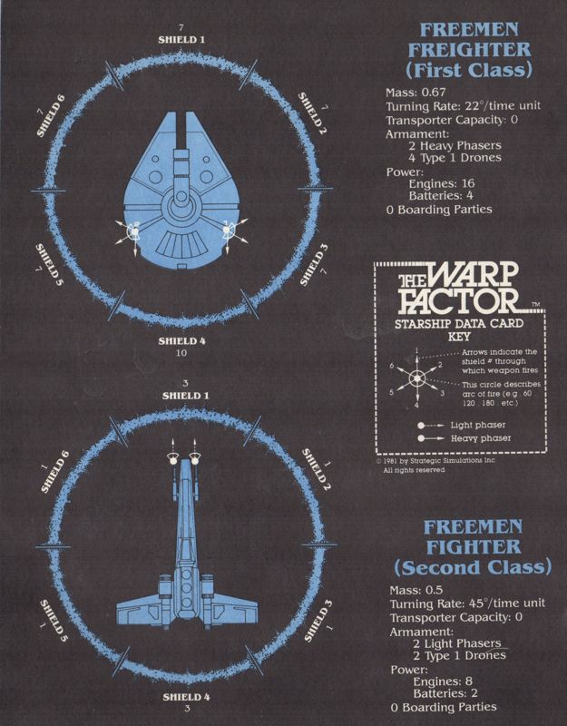 Other for The Warp Factor (Apple II): Freemen Ships