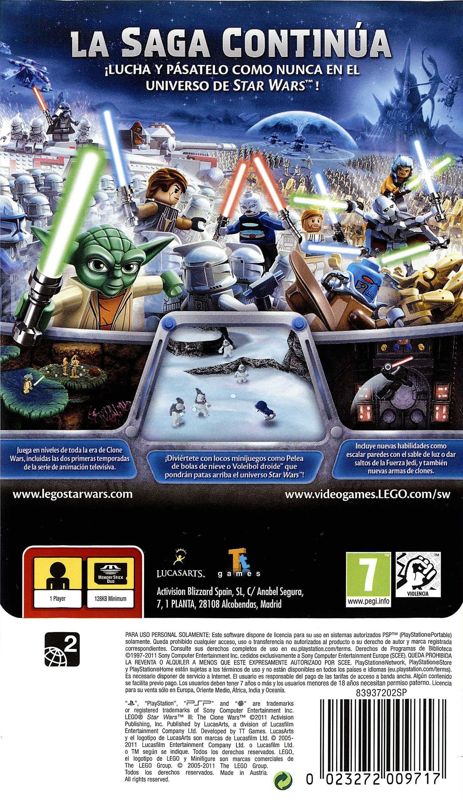 Back Cover for LEGO Star Wars III: The Clone Wars (PSP)