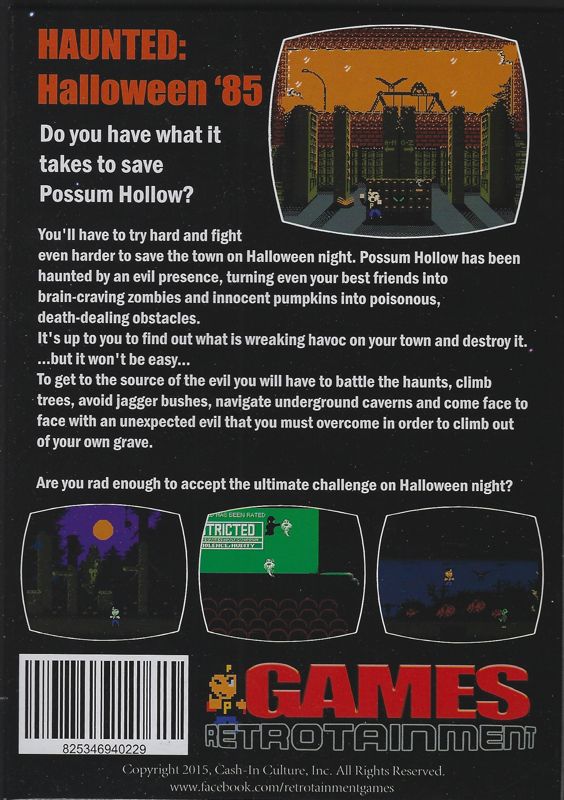 Back Cover for Haunted: Halloween '85 (NES)