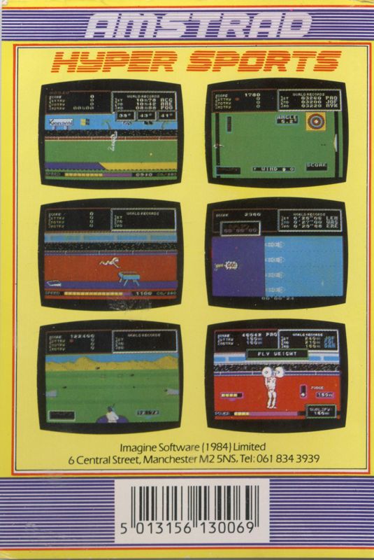 Back Cover for Hyper Sports (Amstrad CPC)