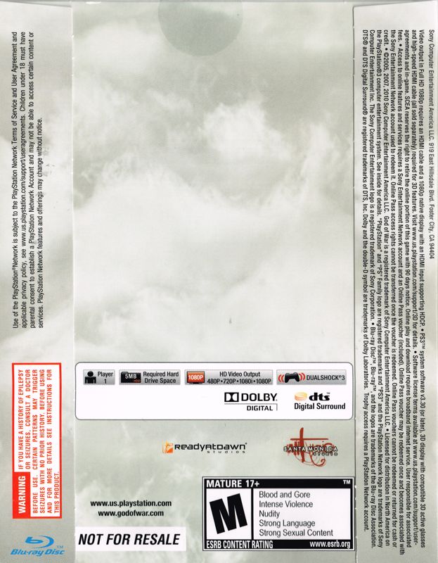 Other for God of War: Ascension - Legacy Bundle (PlayStation 3): God of War 1&2 - Sleeve - Back