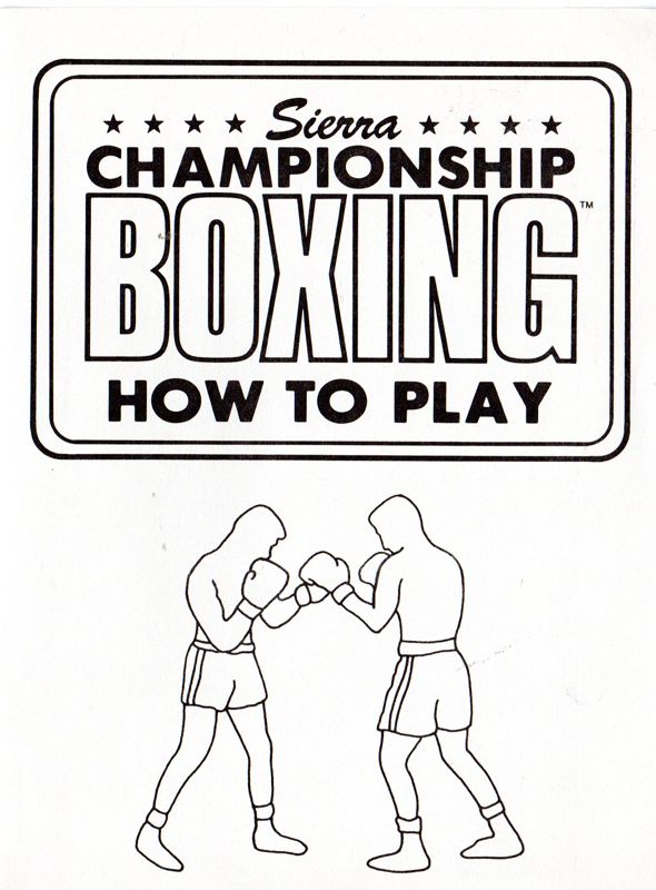 Manual for Sierra Championship Boxing (Apple II): How to Play