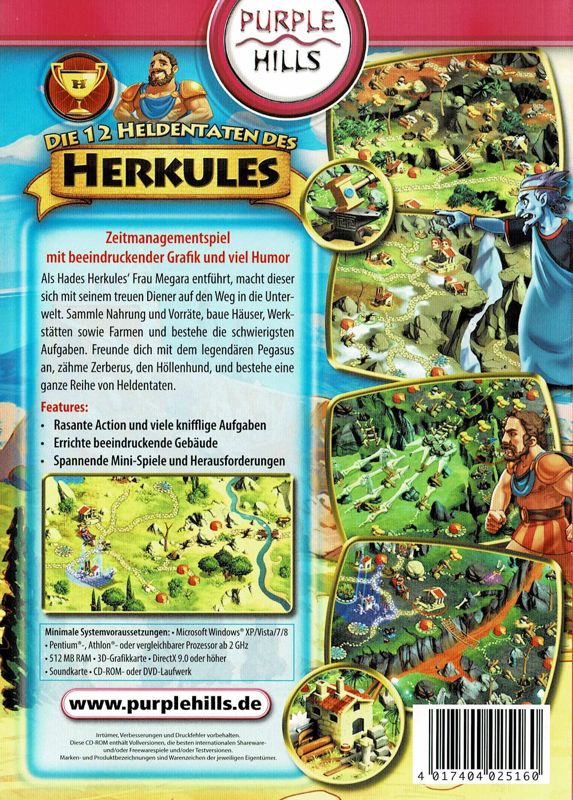 Back Cover for 12 Labours of Hercules (Windows) (Purple Hills release)