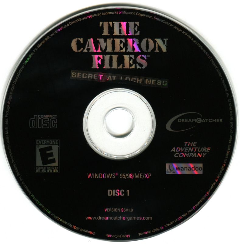 Media for Cameron Files 1 & 2 Combo (Windows) (Bulk release tightly wrapped so each side shows one manual front): Secret at Loch Ness Disc 1