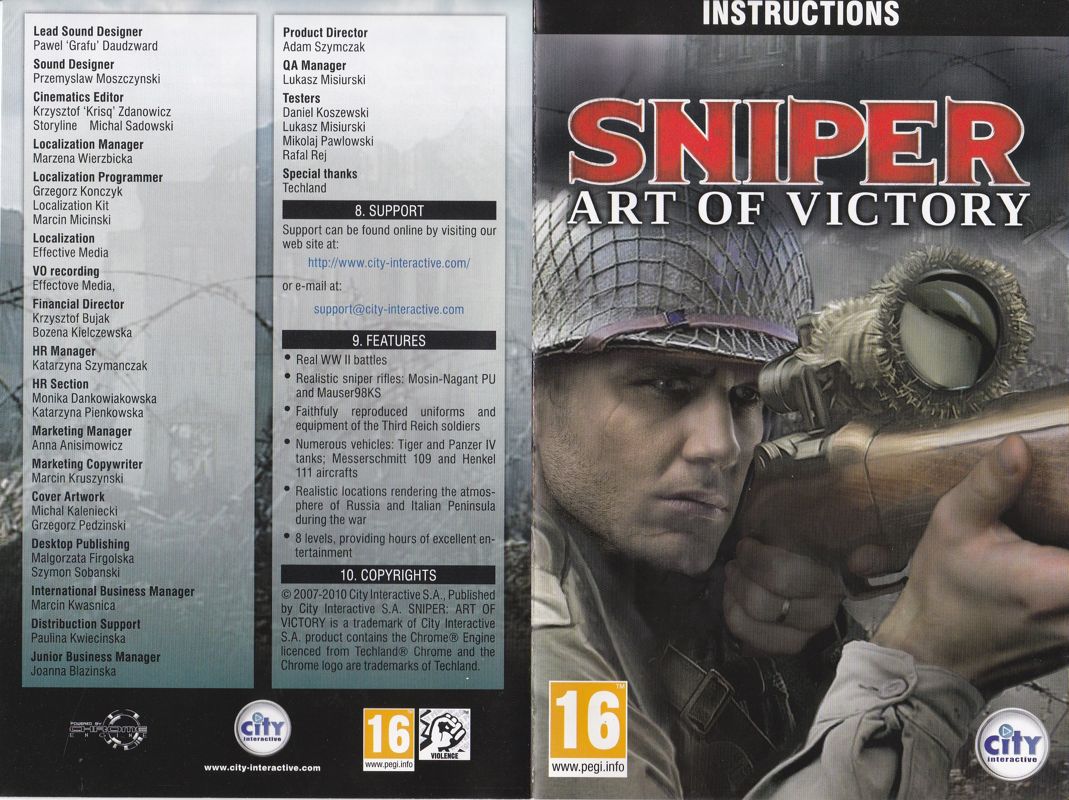 Manual for Sniper: Art of Victory (Windows) (re-release): Front & Back