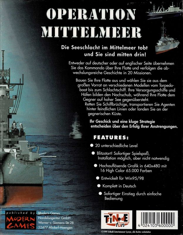 Back Cover for Operation Mittelmeer (Windows)