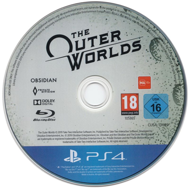  The Outer Worlds Playstation 4 : Take 2 Interactive