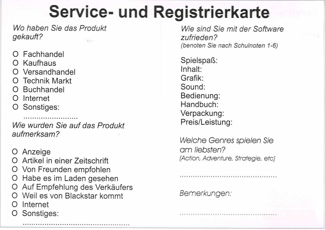 Extras for Demarrage: Das Spiel zur Tour! (Windows) (Extreme Value release): Registration Card - Back