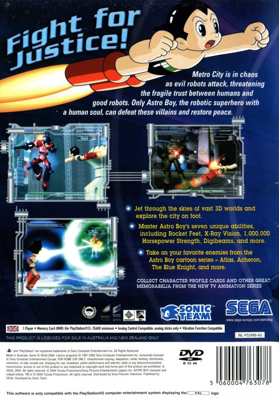 Back Cover for Astro Boy (PlayStation 2)