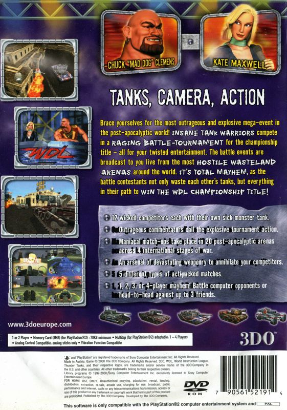 Back Cover for World Destruction League: Thunder Tanks (PlayStation 2)