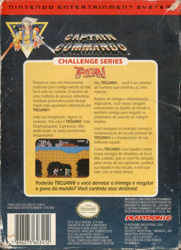 Back Cover for Trojan (NES) (Playtronic release)