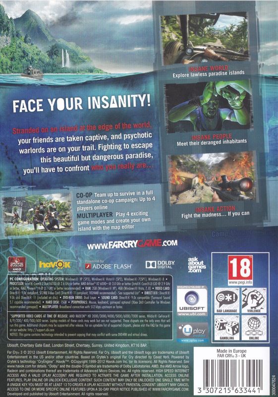 Back Cover for Far Cry 3 (Windows)