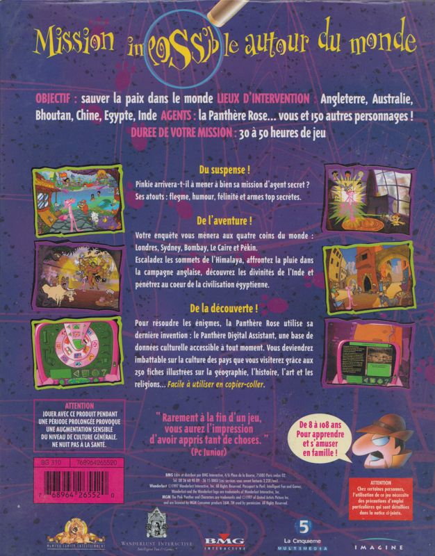 Back Cover for The Pink Panther: Passport to Peril (Windows 3.x)