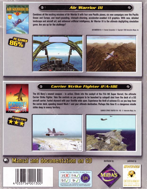 Back Cover for 2 in 1 Pack: Air Warrior III / Carrier Strike Fighter iF/A-18E (Windows)