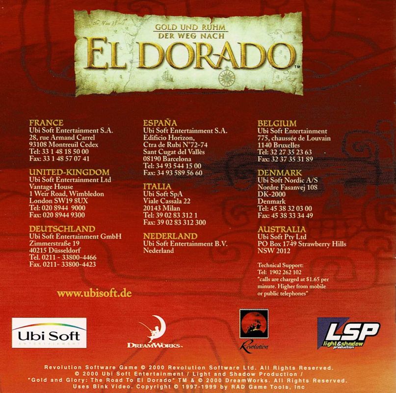 Other for Gold and Glory: The Road to El Dorado (Windows): Jewel Case - Left Inlay