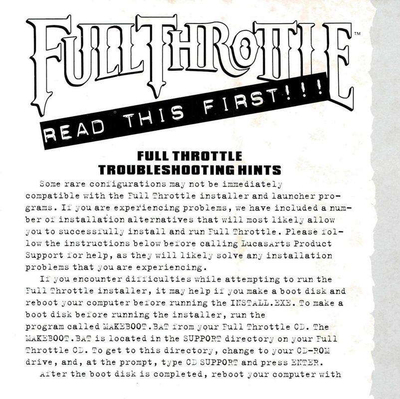 Full Throttle Cover Or Packaging Material - MobyGames