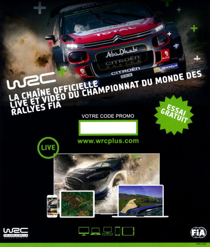 Extras for WRC 7 (Windows): Flyer with Promo-Code for the WRC+ - Back