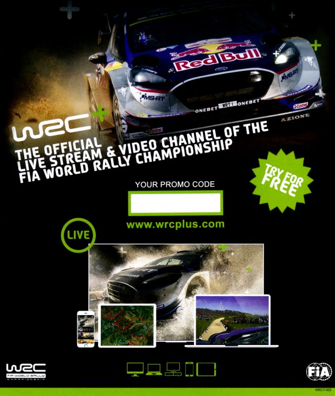Extras for WRC 7 (Windows): Flyer with Promo-Code for WRC+ - Front