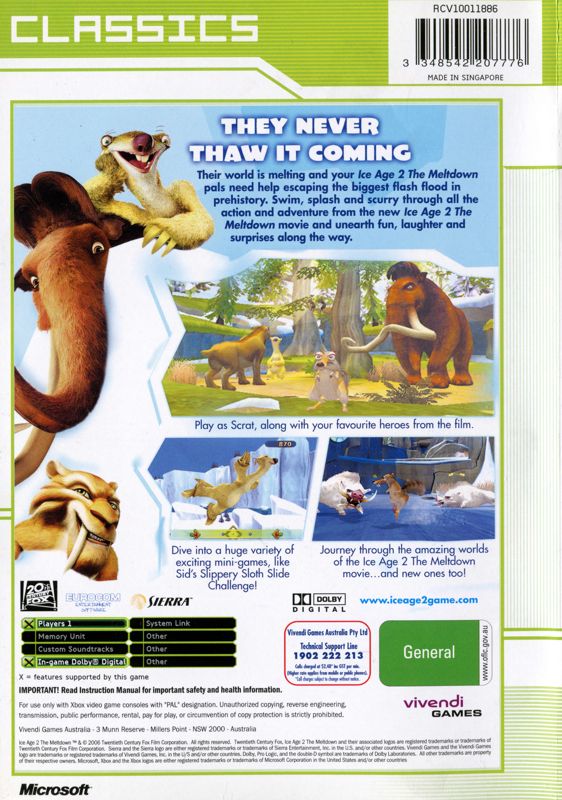 Ice Age 2: The Meltdown cover or packaging material - MobyGames