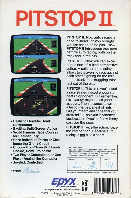 Back Cover for Pitstop II (PC Booter)
