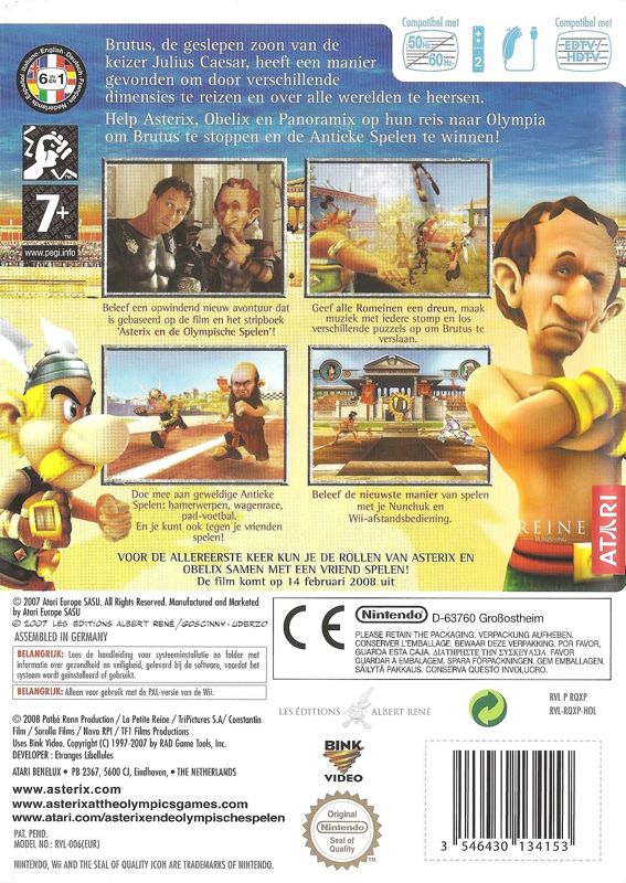 Back Cover for Asterix at the Olympic Games (Wii)